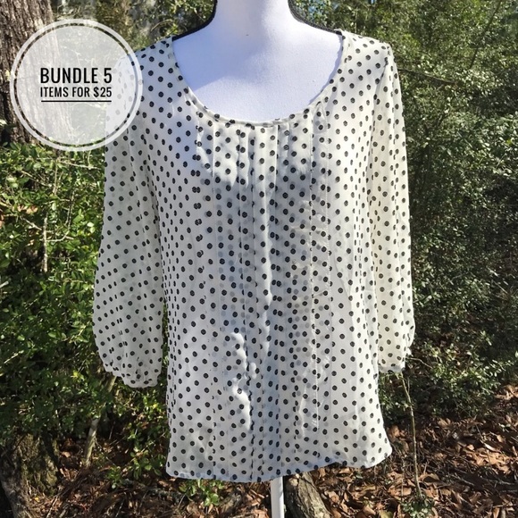 Elle Tops - Elle Sheer Dot Blouse Size S